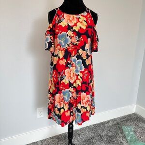 Loft Dress Floral Off Shoulder Short Sleeve